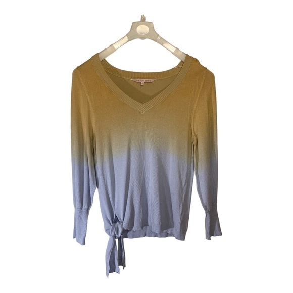 Willow Drive Gold Blue Dip Dye Ombre Tie Hem Sweater Size XS - Picture 4 of 9
